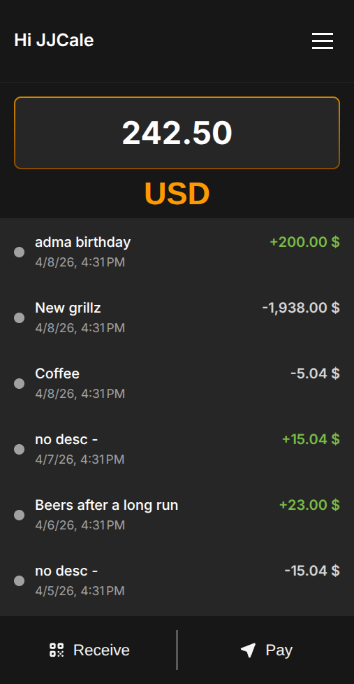 BIM wallet home screen